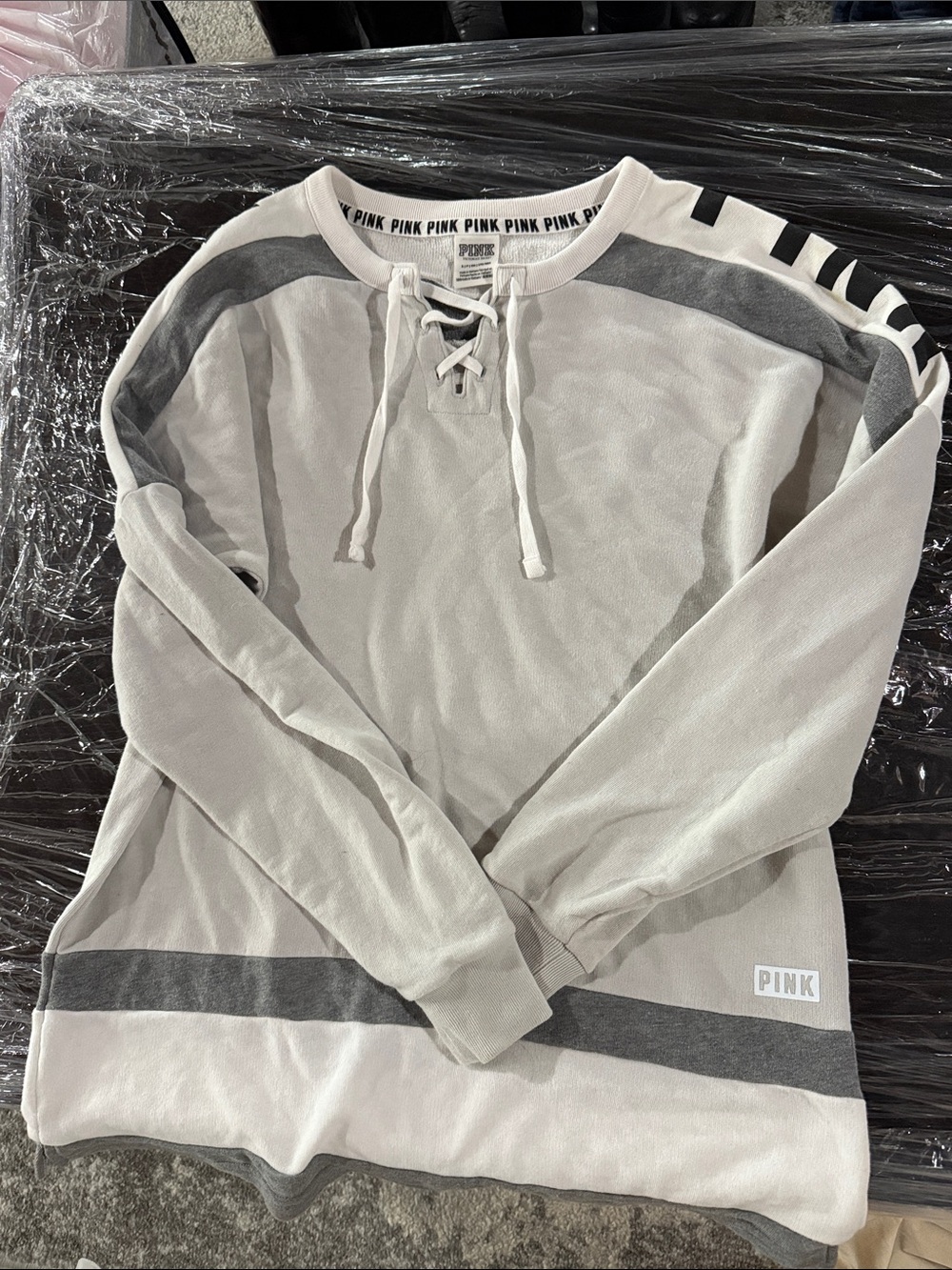 PINK oversized crew neck color block